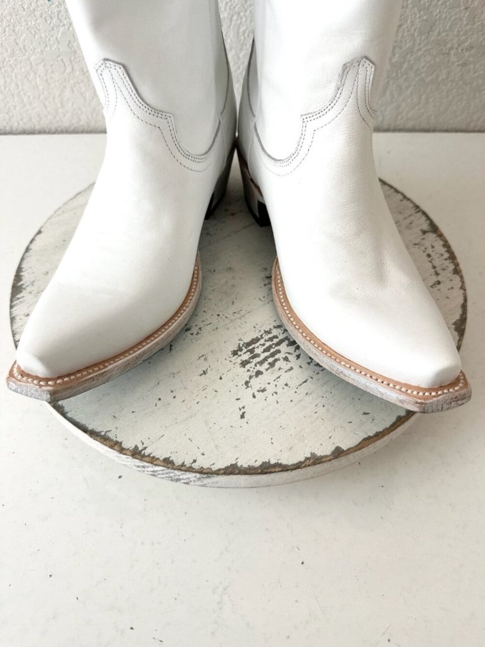 Lane EMMA JANE White Cowboy Boots Western Cowgirl Mid Calf Tall Snip Toe Sz 7 - Picture 7 of 11